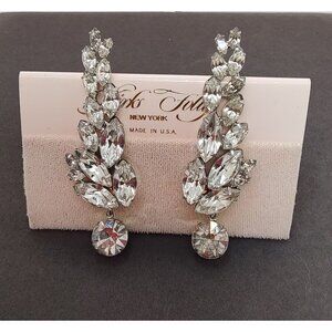 Kirks Folly Rhinestone Clip-On Earrings Silver Tone, Vintage